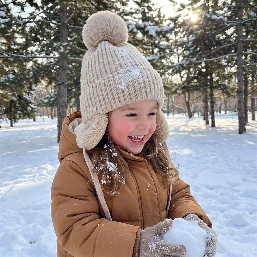 Kids Knit Beanie with Earflaps lifestyle