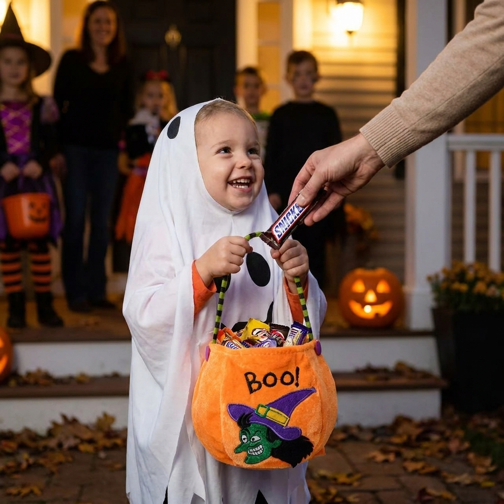 Pumpkin Halloween Treat Bag for Kids lifestyle