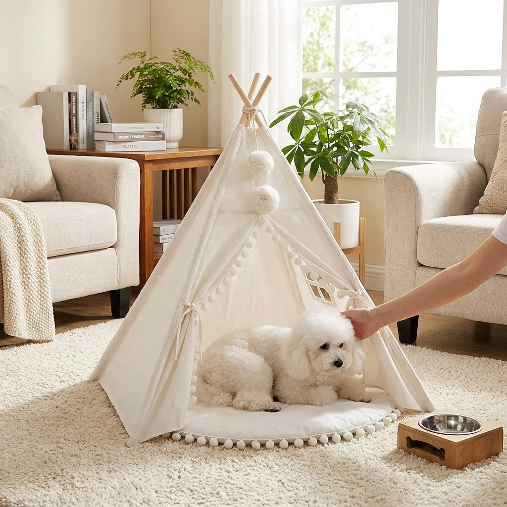 Bohemian Pet TeePee Tent lifestyle