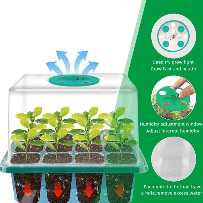 Nursery Pot Seed Starter Tray with Grow Light