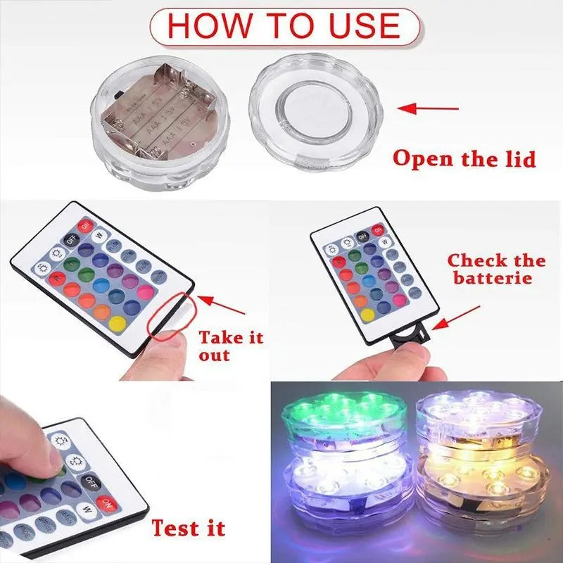 Submersible LED Lights with Remote, 16 Color