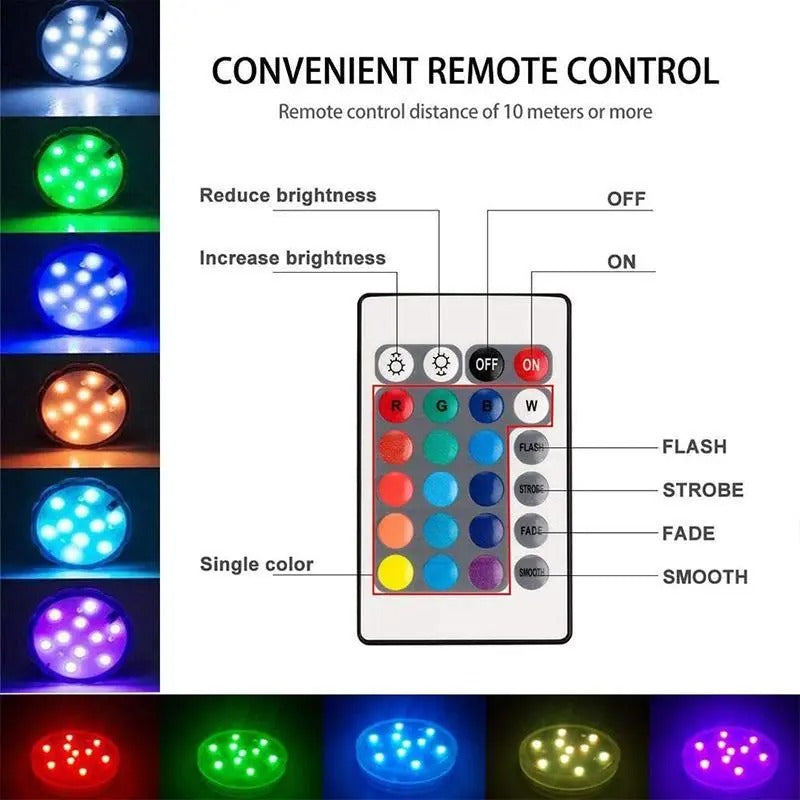 Submersible LED Lights with Remote, 16 Color