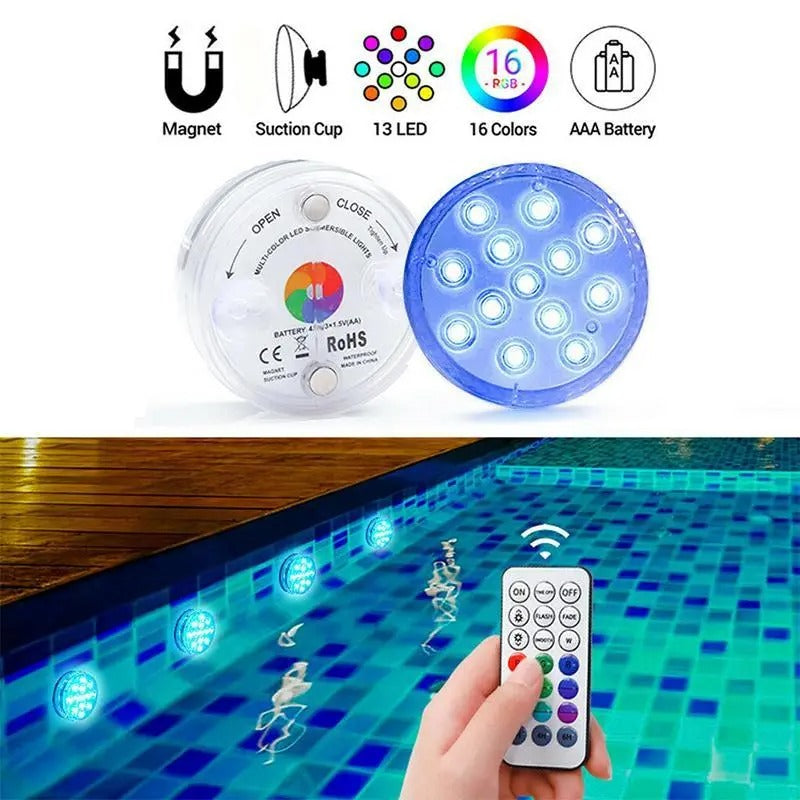 Submersible LED Lights with Remote, 16 Color