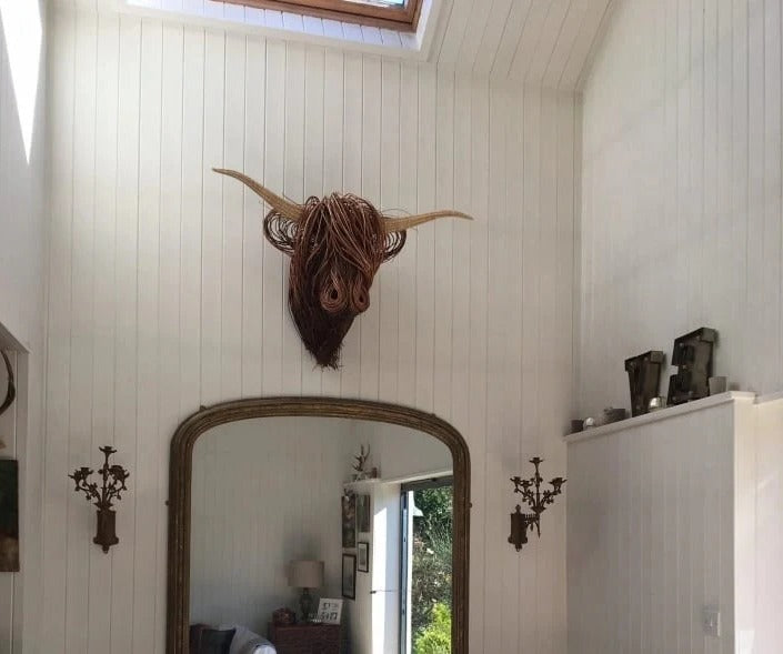 Handcrafted Wall-Mounted Cow Sculpture