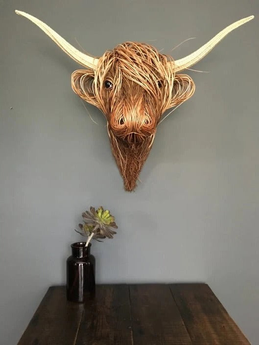 Handcrafted Wall-Mounted Cow Sculpture