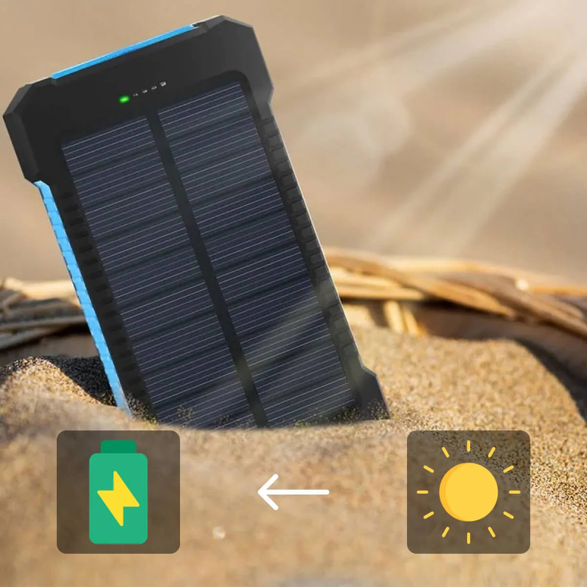 Solar Waterproof Power Bank with LED