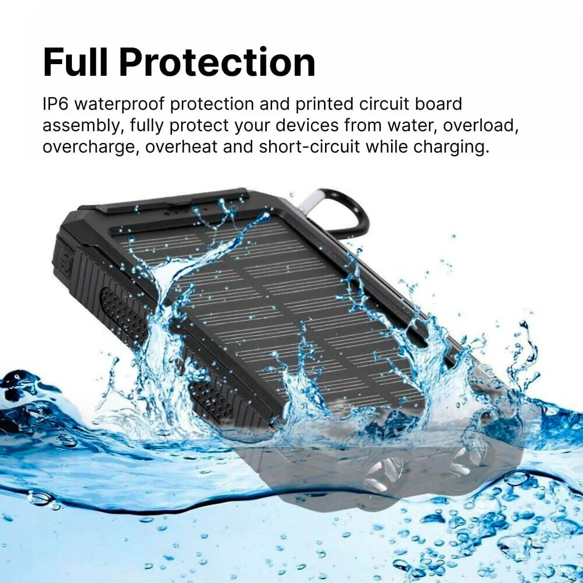 Solar Waterproof Power Bank with LED