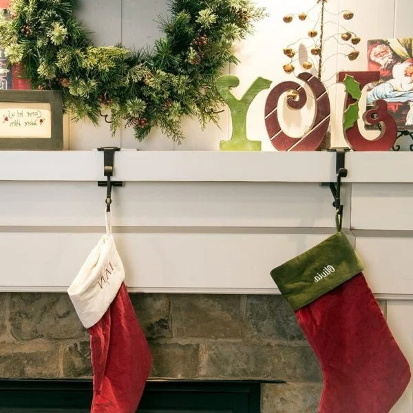 Adjustable Fireplace Stocking & Garland Hanger Set