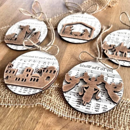 Nativity Music Sheet Ornament Collection