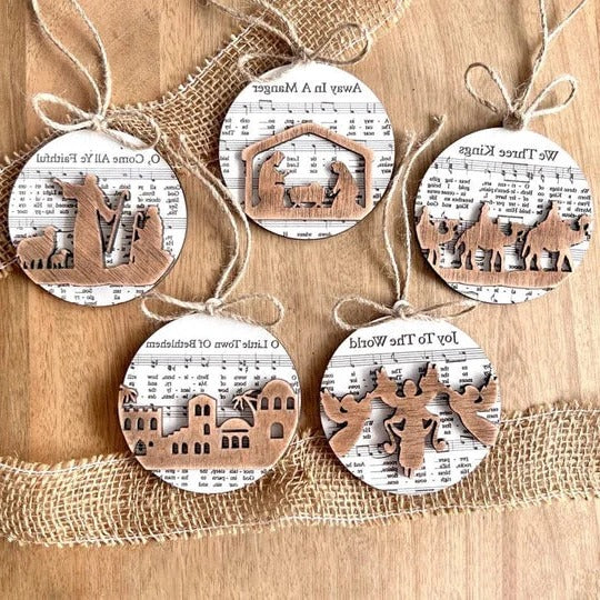 Nativity Music Sheet Ornament Collection