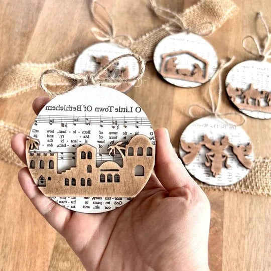Nativity Music Sheet Ornament Collection
