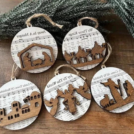 Nativity Music Sheet Ornament Collection