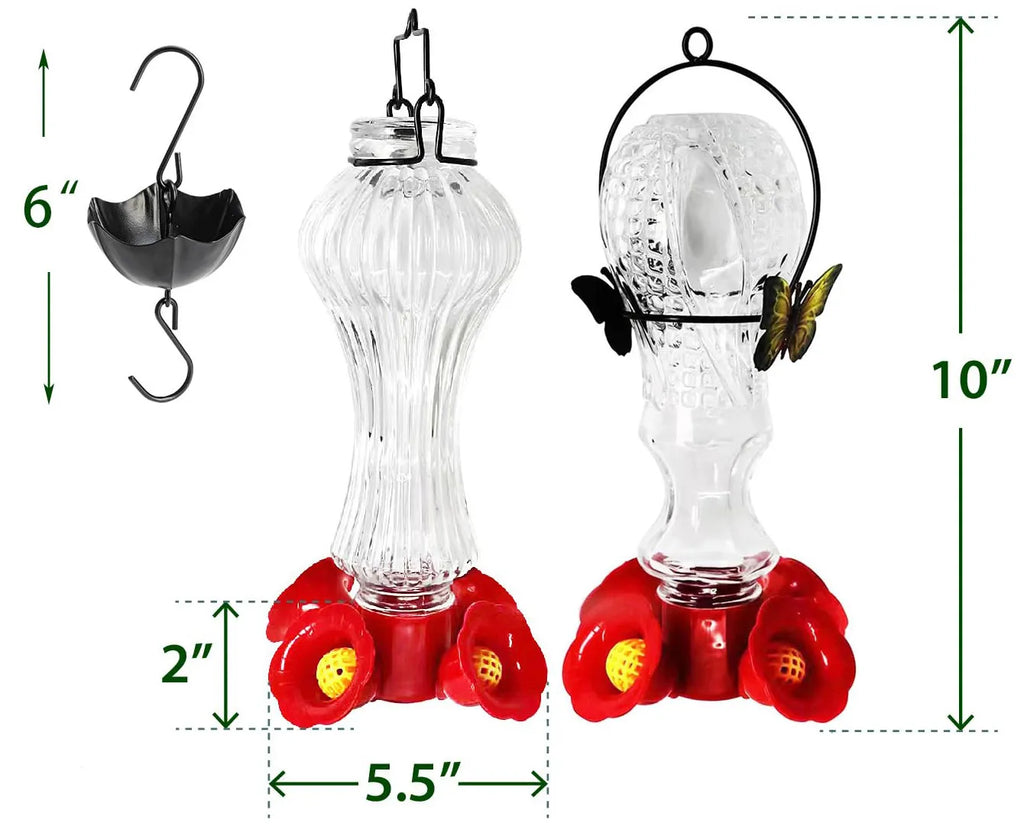 Glass Hummingbird Feeder with Ant Moat