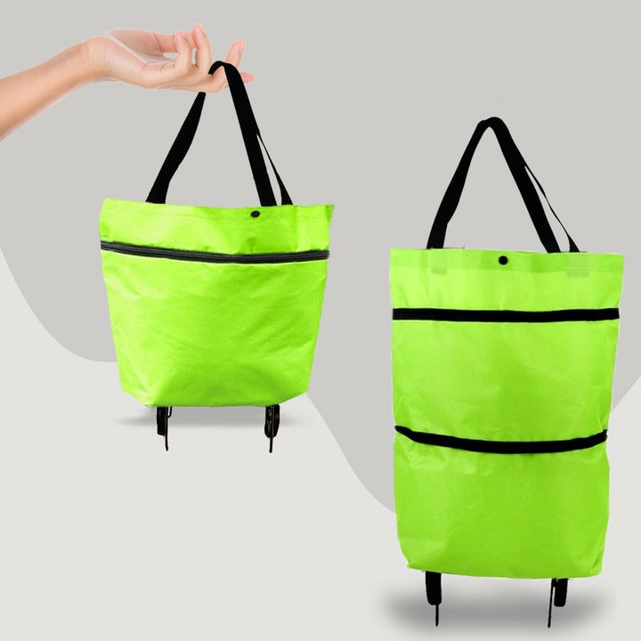 2-in-1 Foldable Shopping Cart Bag with Wheels