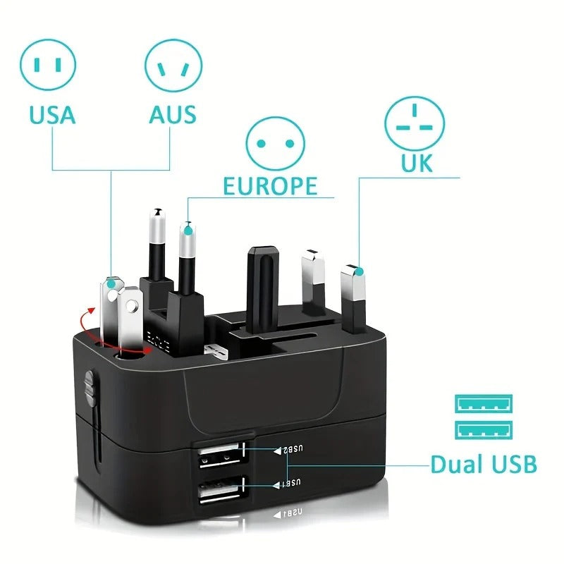 Worldwide Travel Adapter with Dual USB