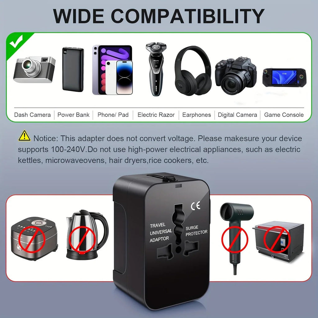Worldwide Travel Adapter with Dual USB