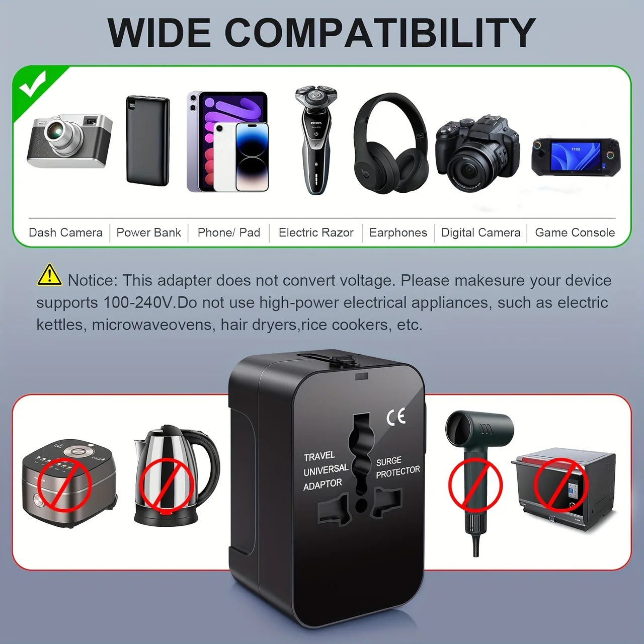Worldwide Travel Adapter with Dual USB