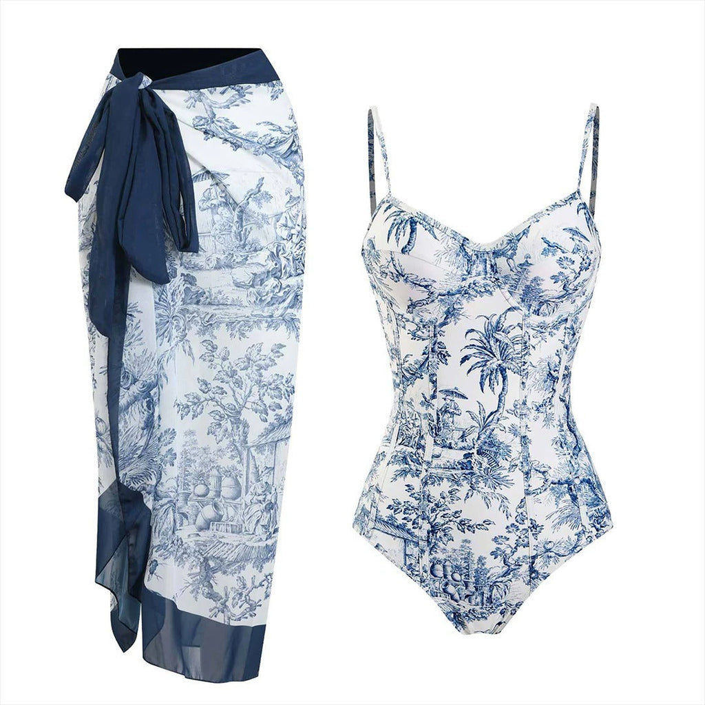 Stylish Swimsuit Set with Matching Wrap