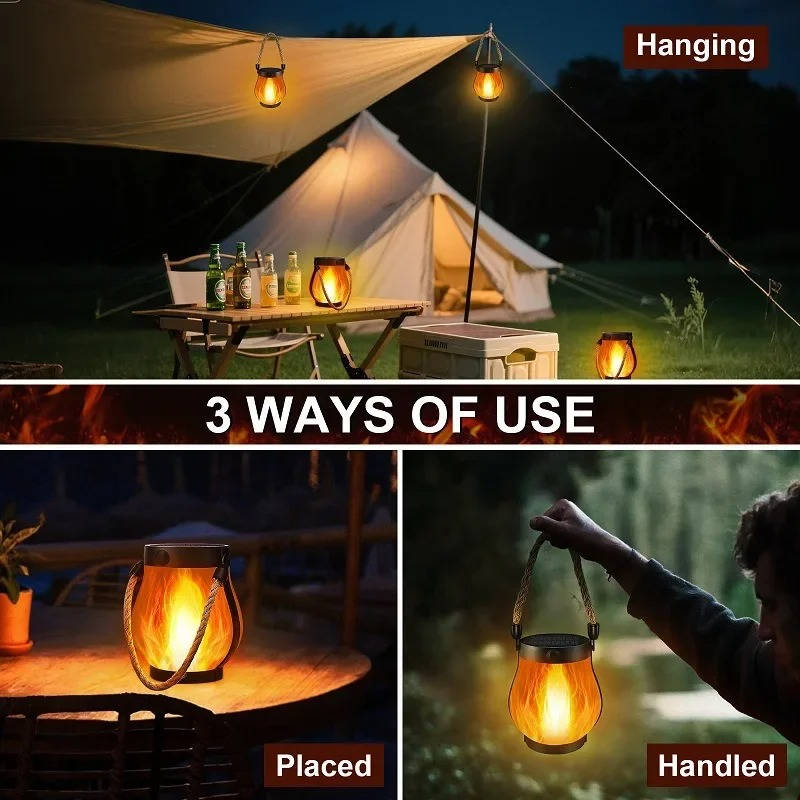Solar Outdoor Porch Flame Lantern