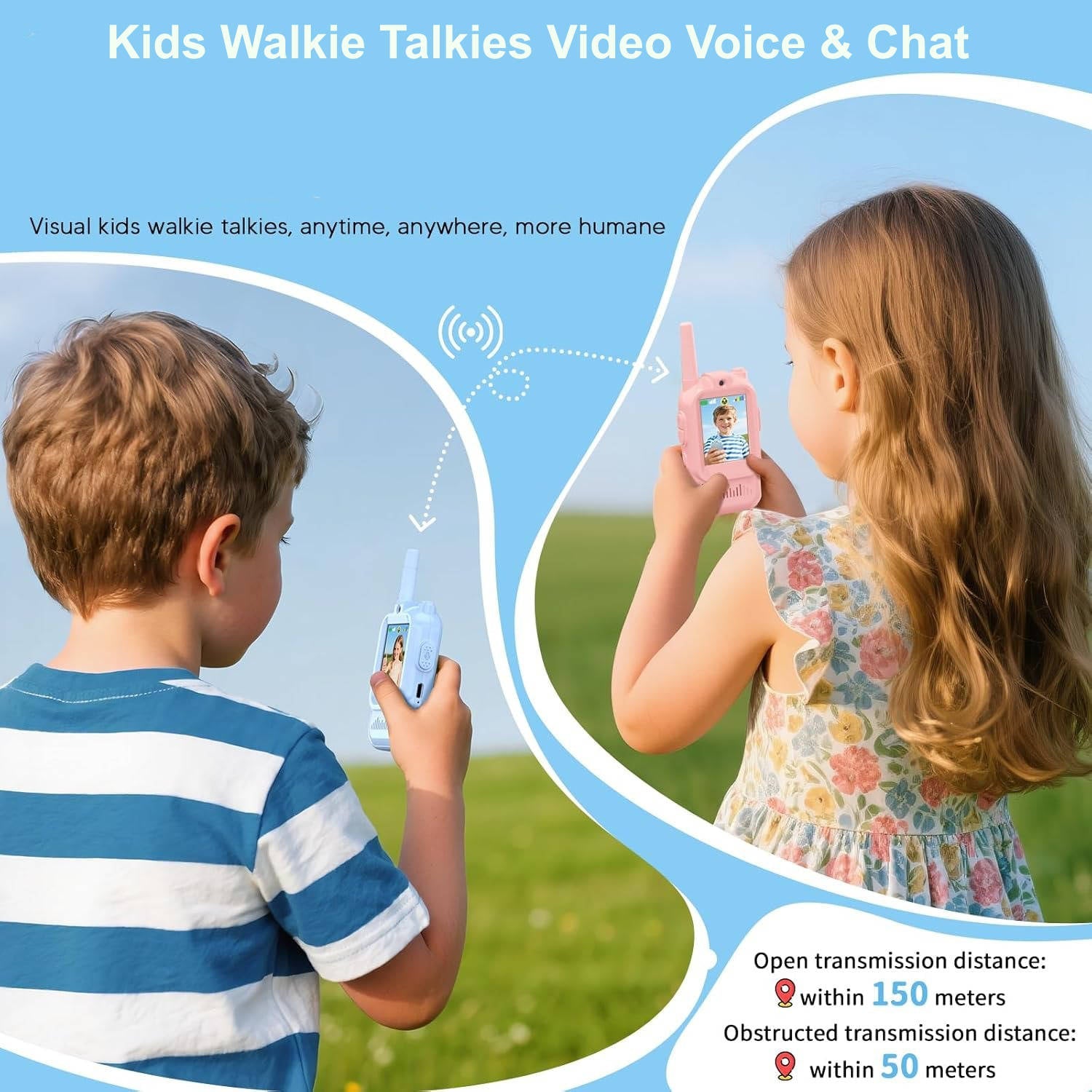 Kids Walkie Talkies 2-Pack, Voice & Chat