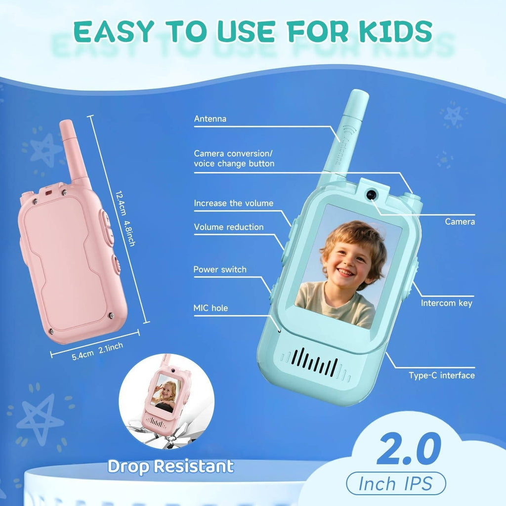 Kids Walkie Talkies 2-Pack, Voice & Chat