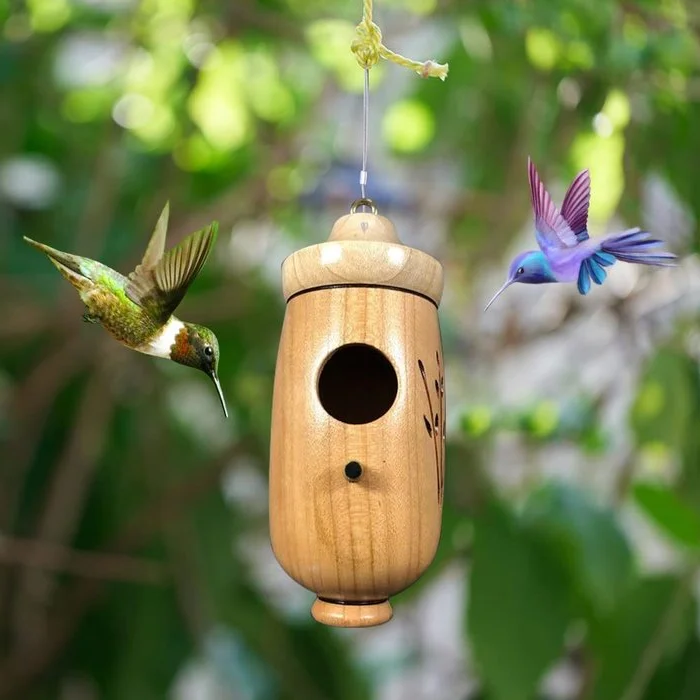 Wooden Hummingbird House Natural Garden Nest Box
