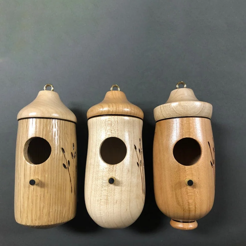 Wooden Hummingbird House Natural Garden Nest Box