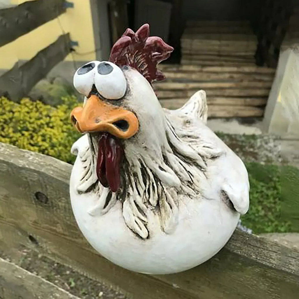 Funny Chicken Fence Decor Garden Statue