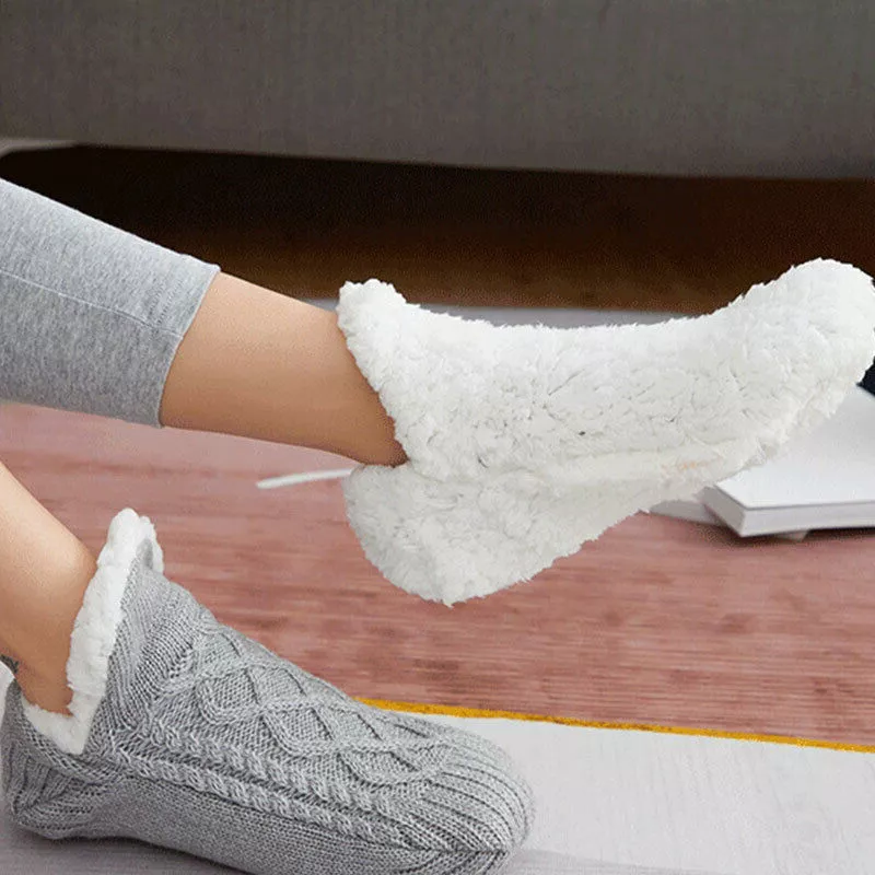 Non Slip Thermal Socks for Women Indoor Warm Fleece Grip