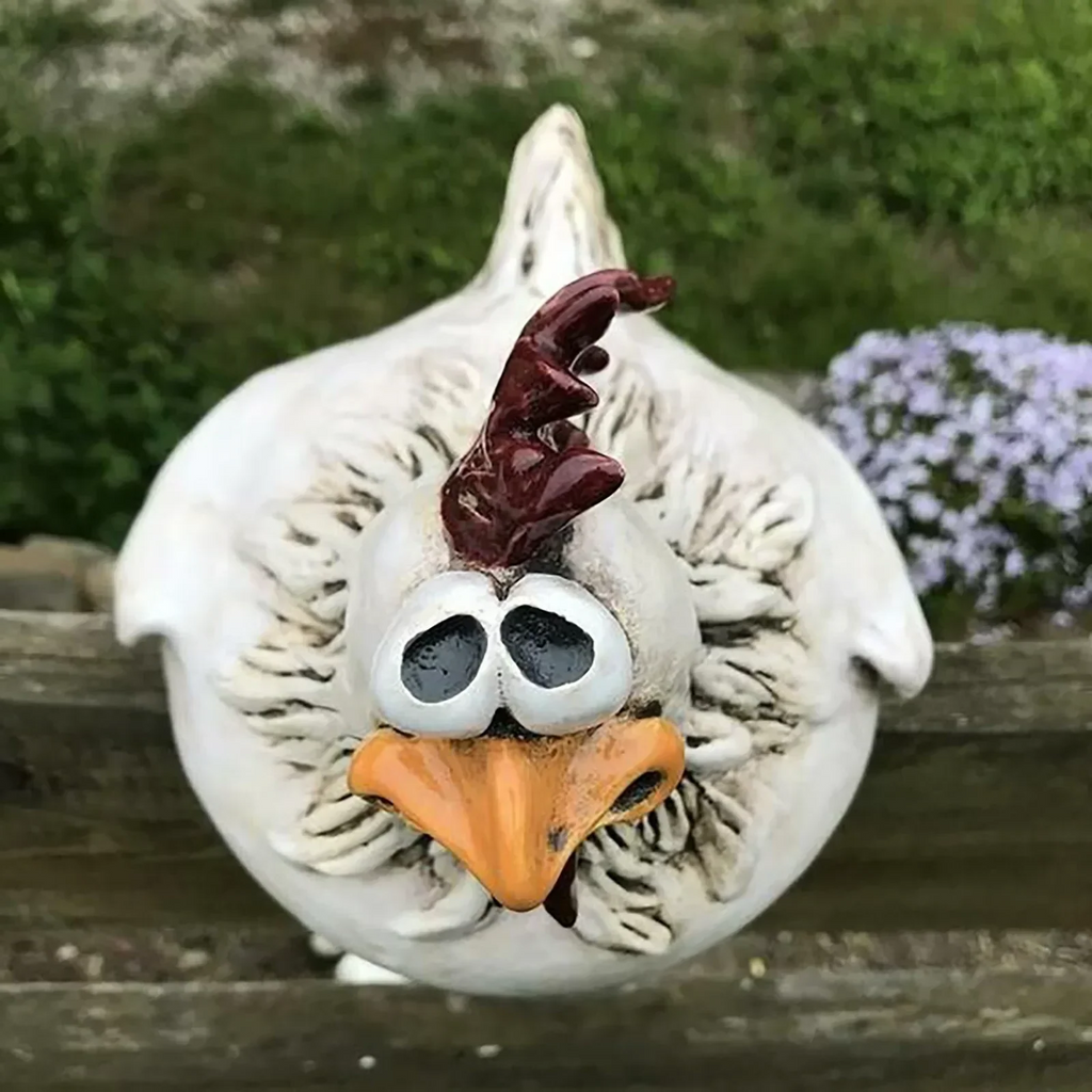 Funny Chicken Fence Decor Garden Statue