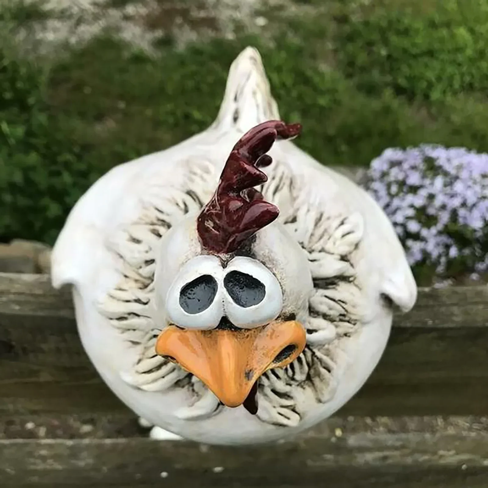 Funny Chicken Fence Decor Garden Statue