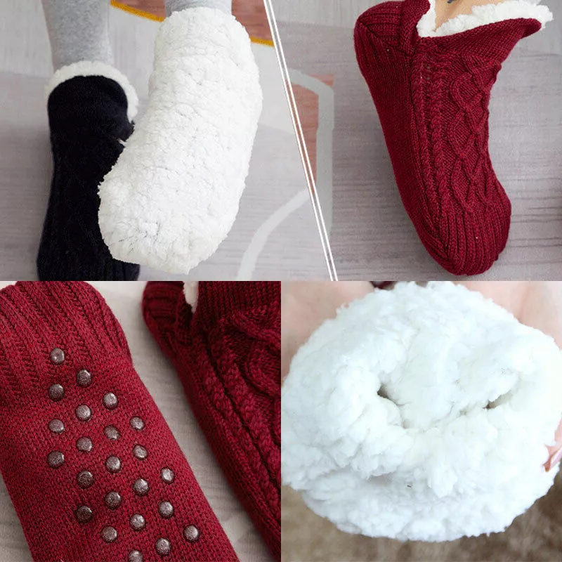 Non Slip Thermal Socks for Women Indoor Warm Fleece Grip