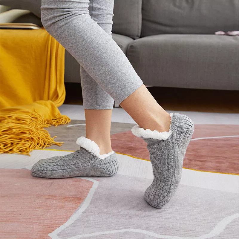 Non Slip Thermal Socks for Women Indoor Warm Fleece Grip