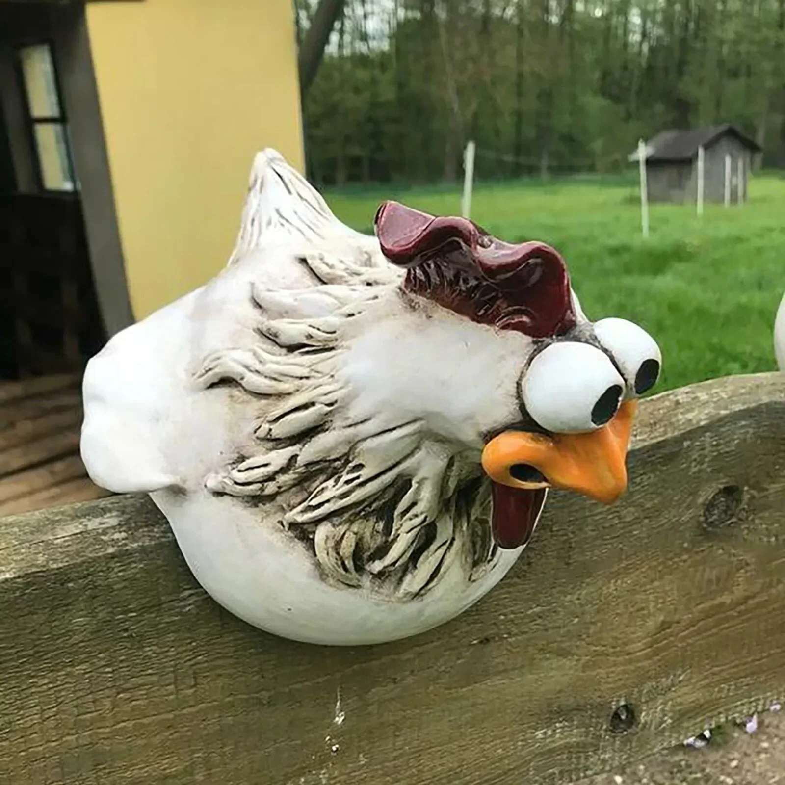 Funny Chicken Fence Decor Garden Statue