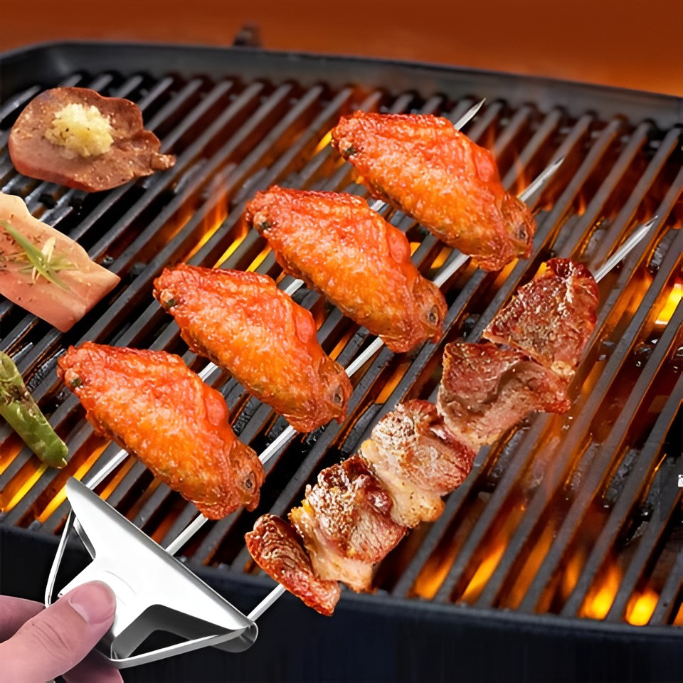 Three-Prong BBQ Grill Skewer Set